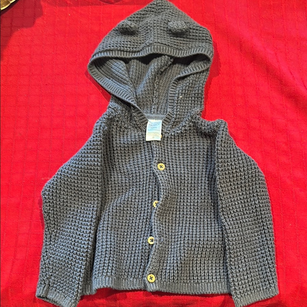 Carter's Charcoal Knit Button-Up Hoodie